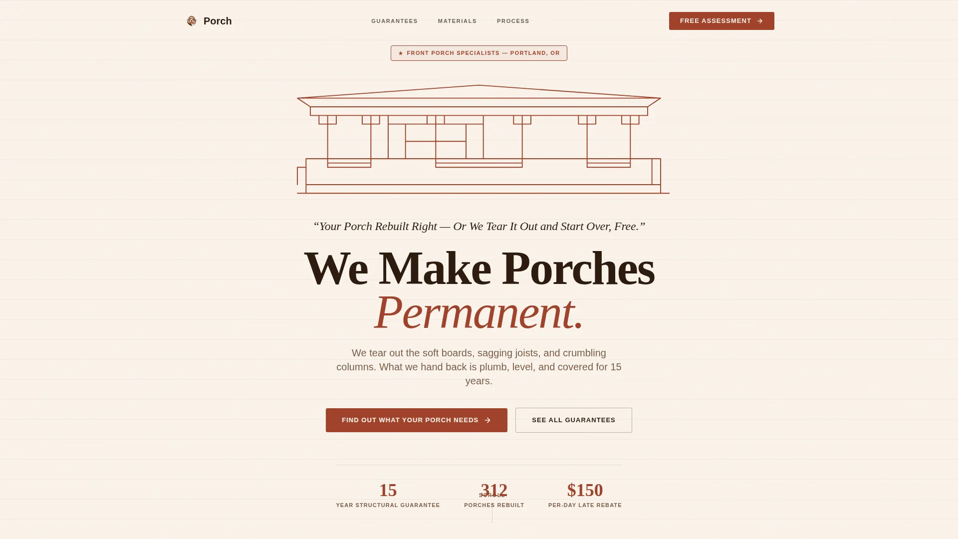 Front Porch Remodeling Contractor Landing Page Template
