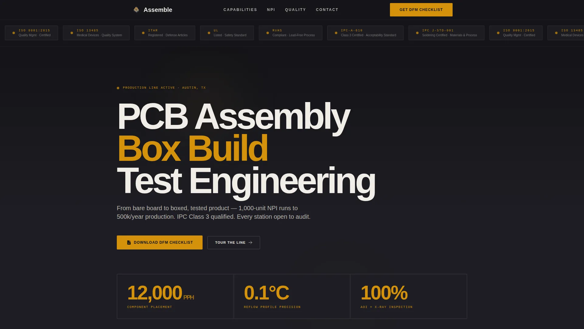 Electronics Contract Manufacturer Landing Page Template