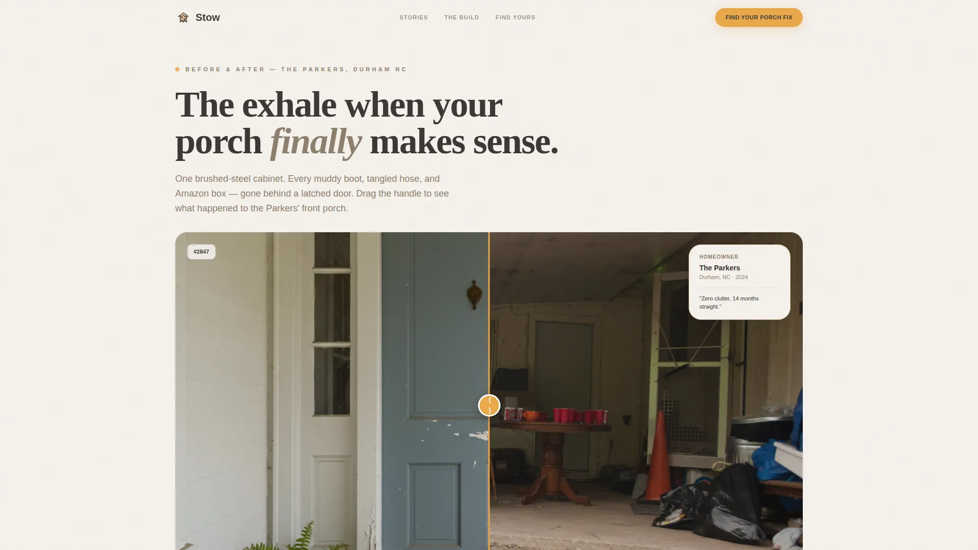 Porch Storage Landing Page Template - Industrial Raw