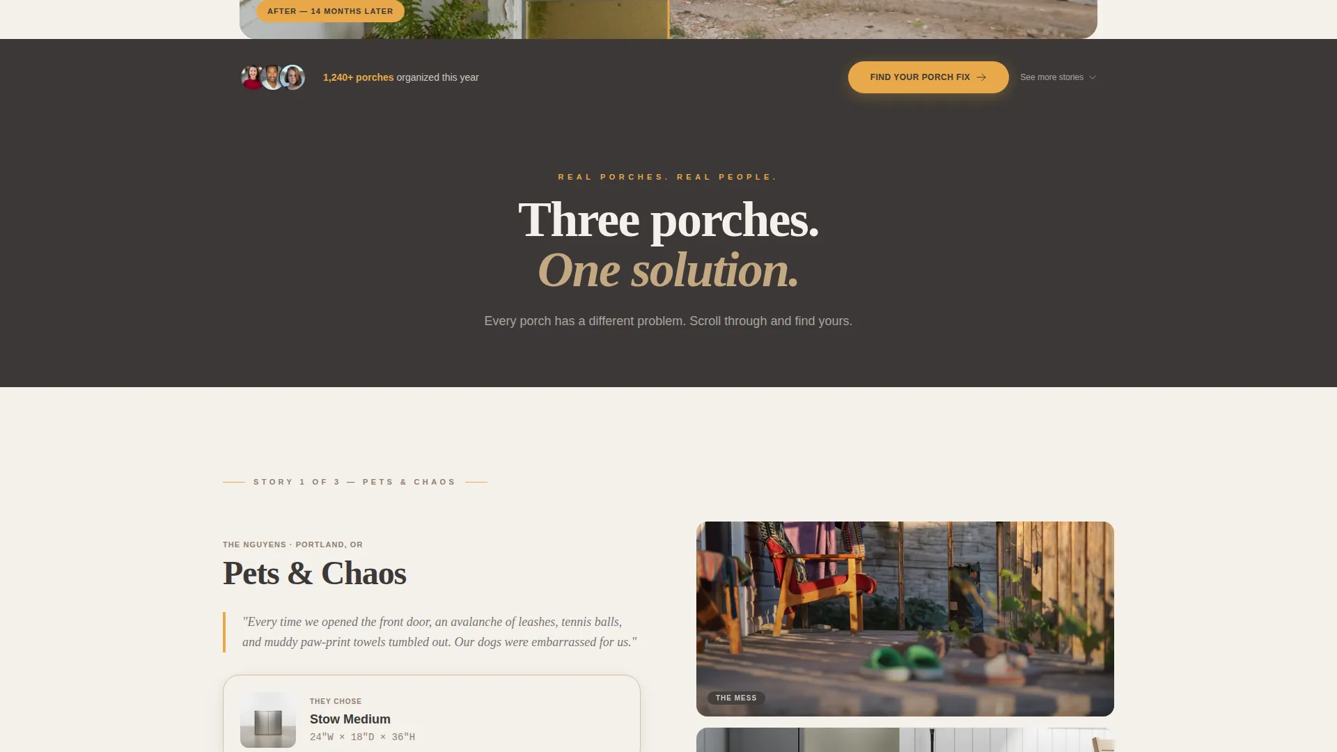Porch Storage Landing Page Template - Industrial Raw