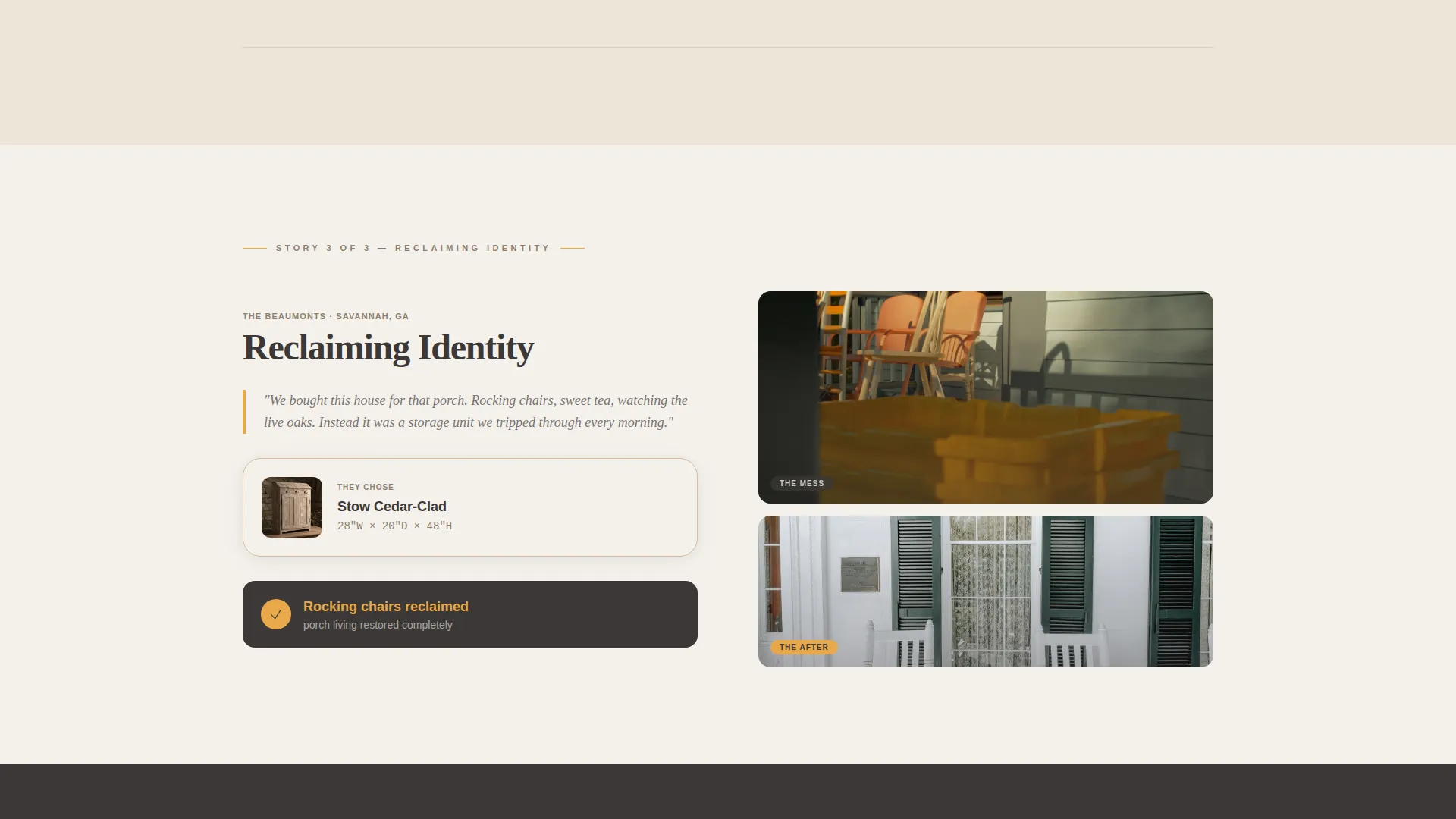 Porch Storage Landing Page Template - Industrial Raw