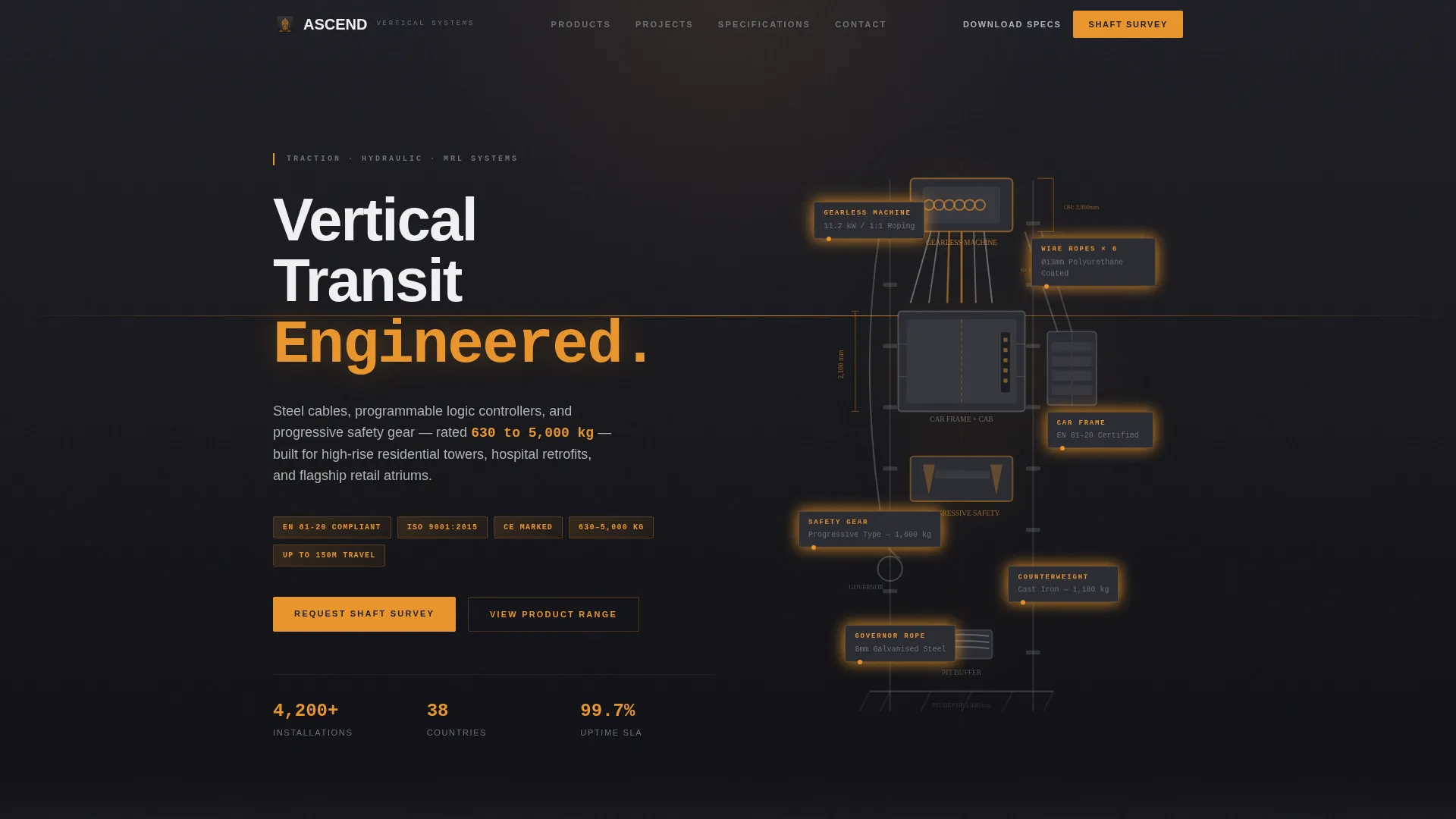 Elevator Manufacturer Landing Page Template