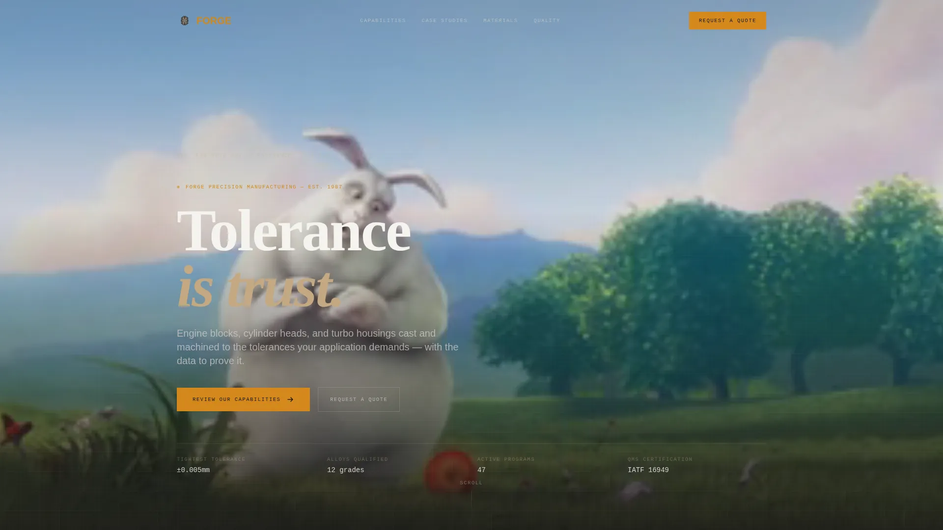Precision Engine Parts Manufacturer Landing Page
