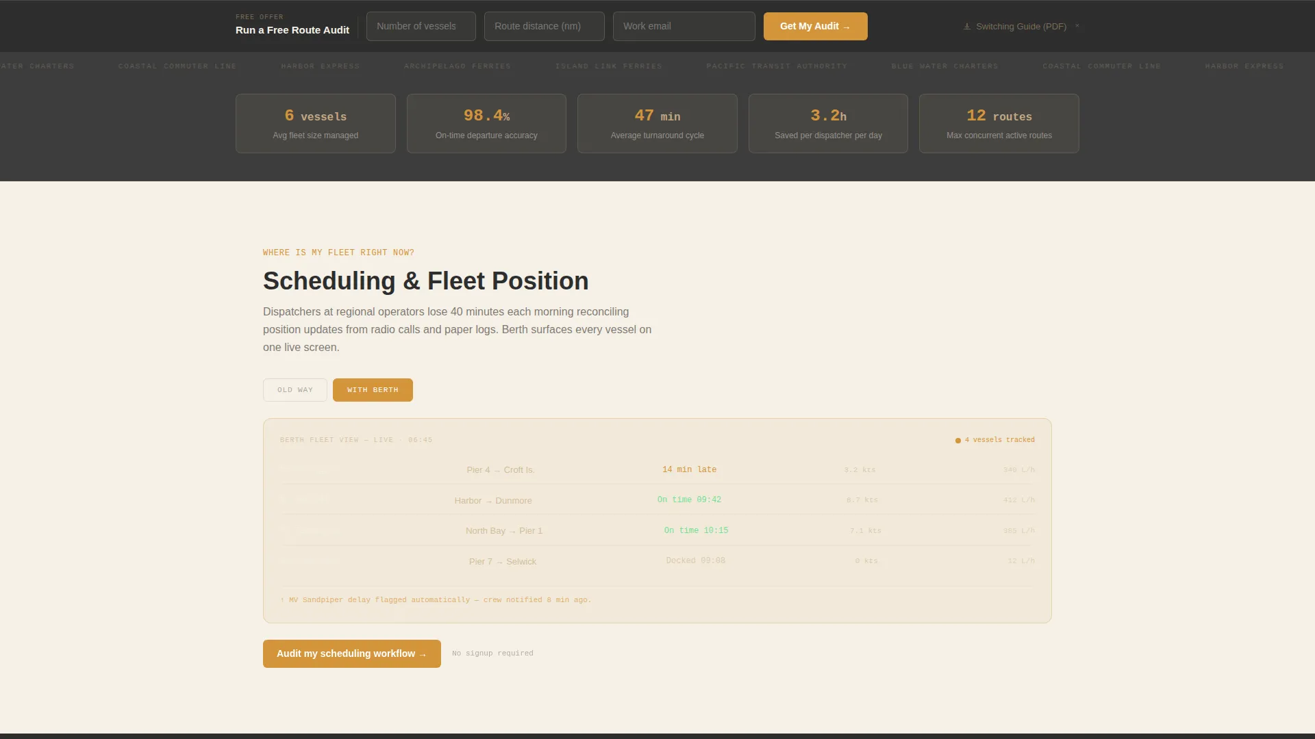 Ferry Operations Platform Landing Page Template
