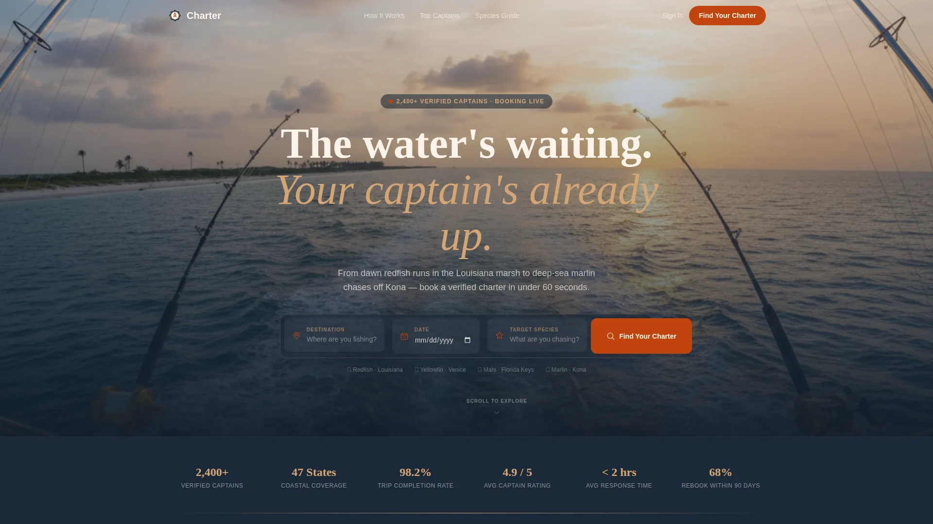 Fishing Charter Booking Website Template