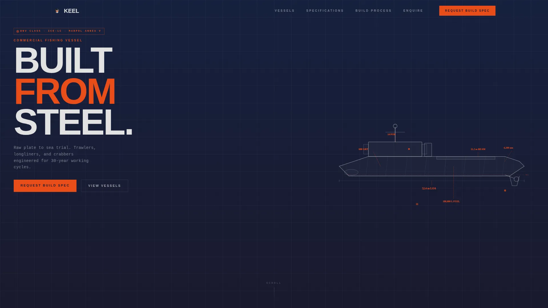Precision Fishing Vessel Builder Landing Page Template