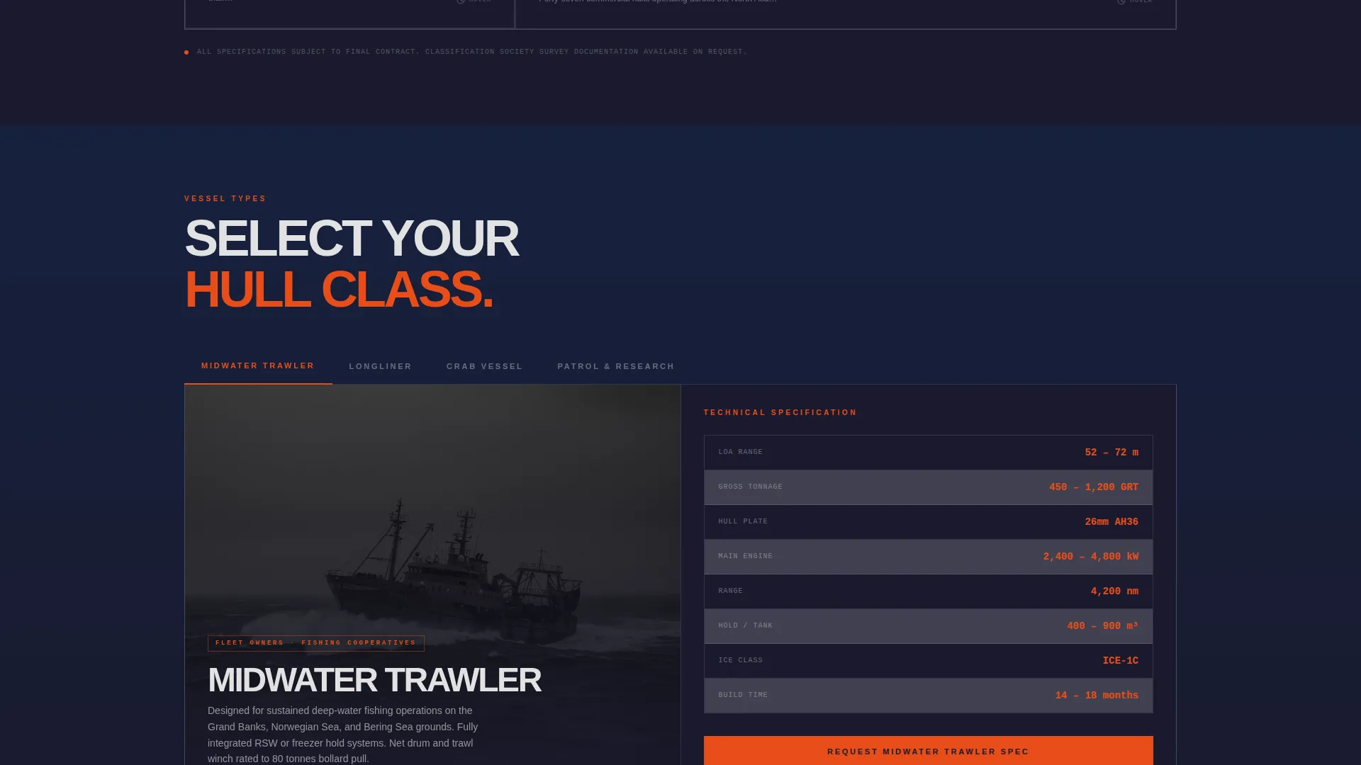 Precision Fishing Vessel Builder Landing Page Template