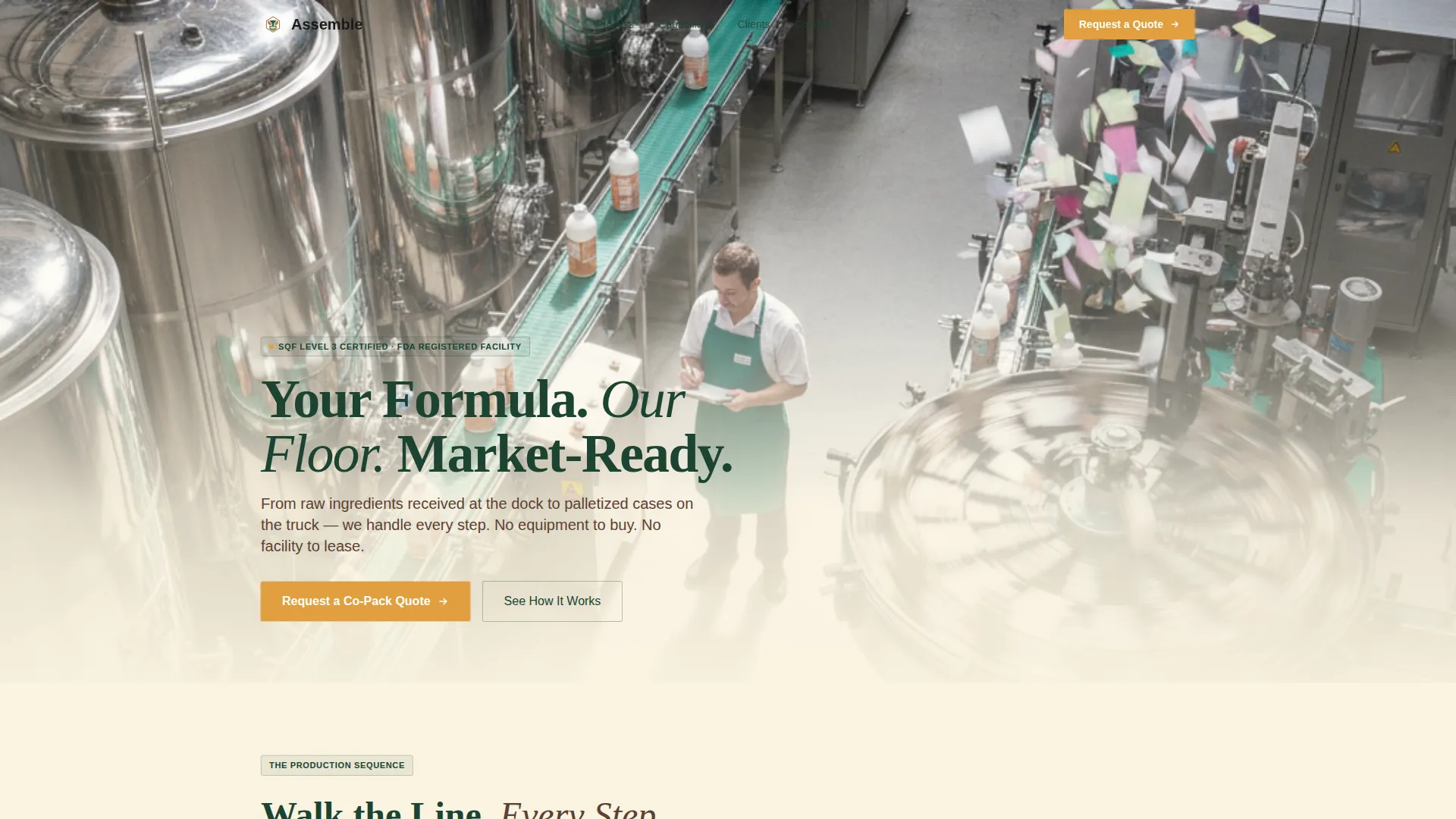 Co-Packing Landing Page Template for Food & Beverage