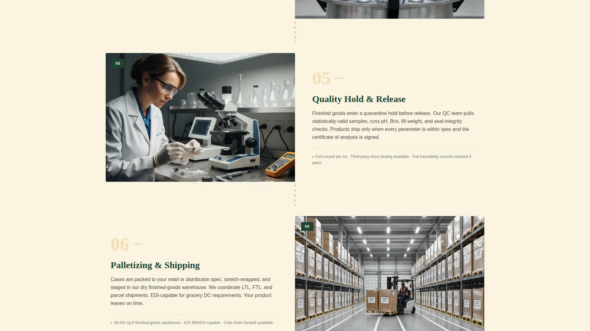Co-Packing Landing Page Template for Food & Beverage