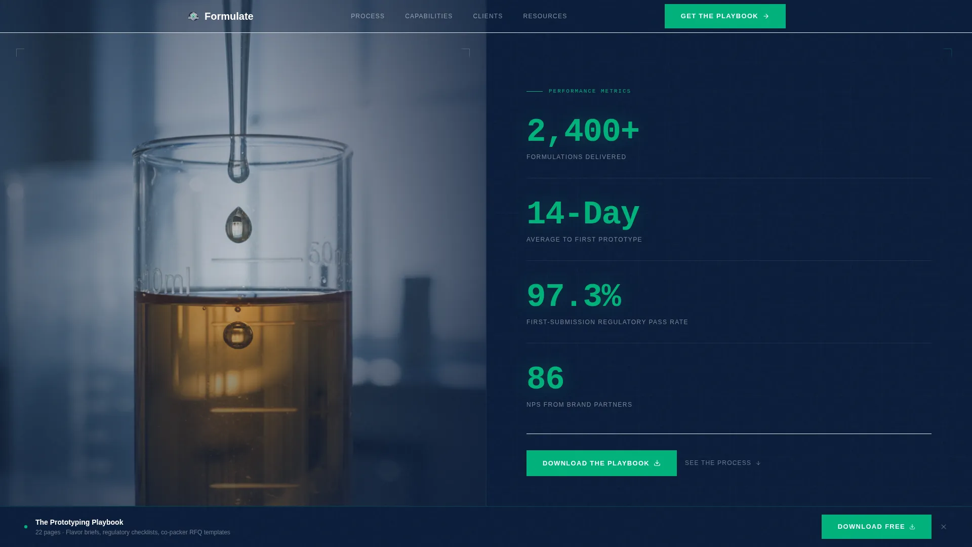 Food & Beverage Prototyping Lab Landing Page Template