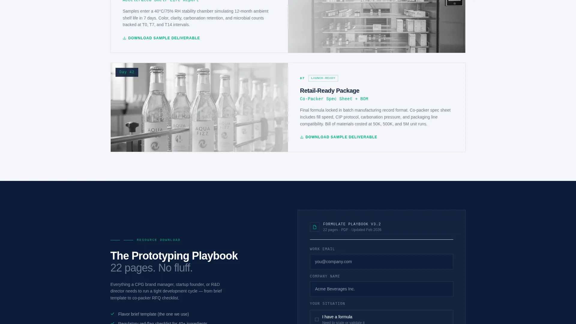 Food & Beverage Prototyping Lab Landing Page Template