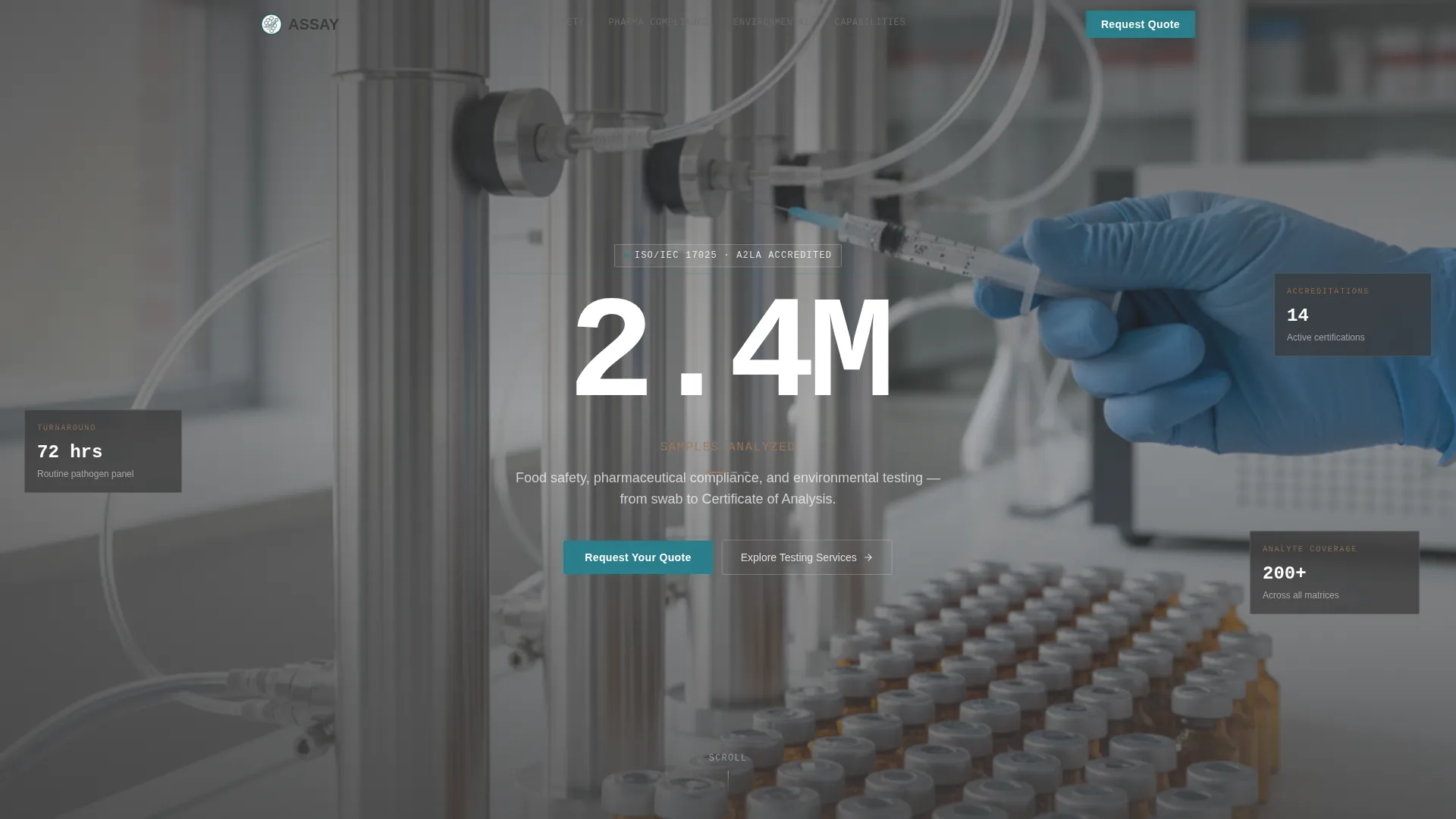 Quality & Testing Lab Professional Website Template