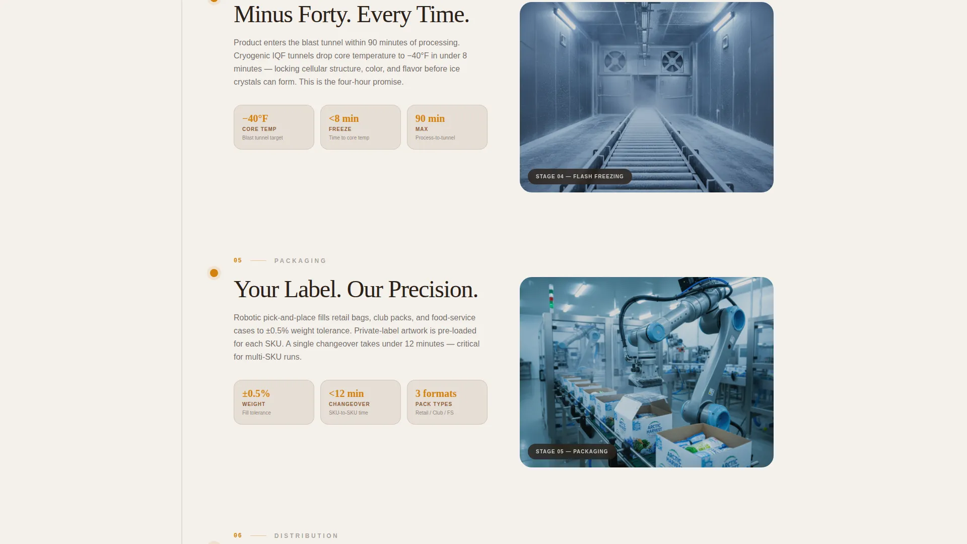 Frozen Food Processing B2B Landing Page Template