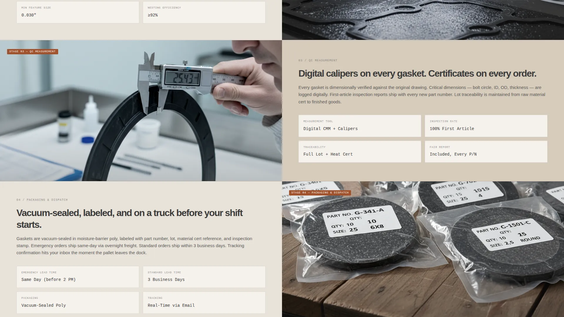 Precision Gasket Manufacturer Landing Page Template