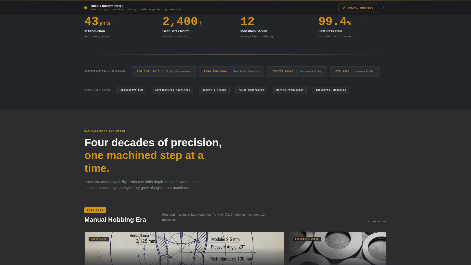 Precision Gear Manufacturer Landing Page Template