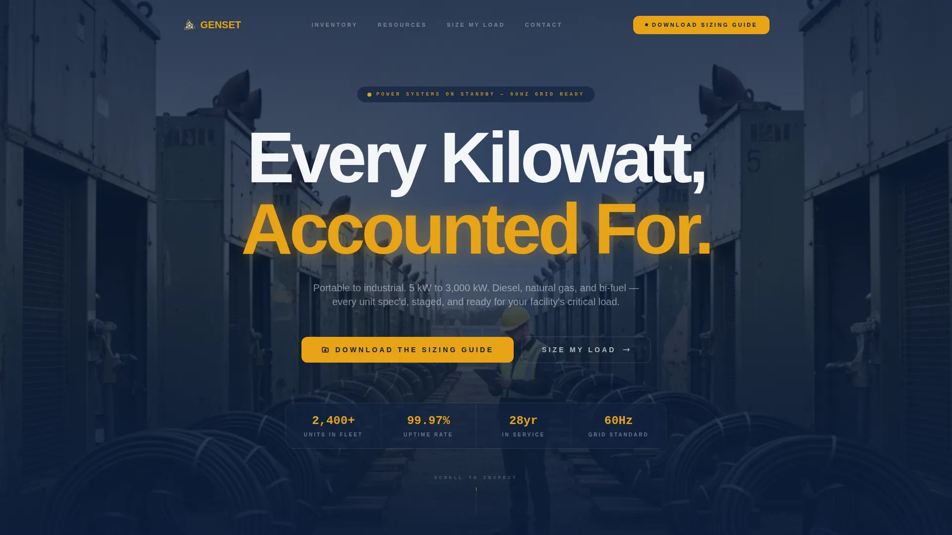 Industrial Generator & Power Equipment Landing Page