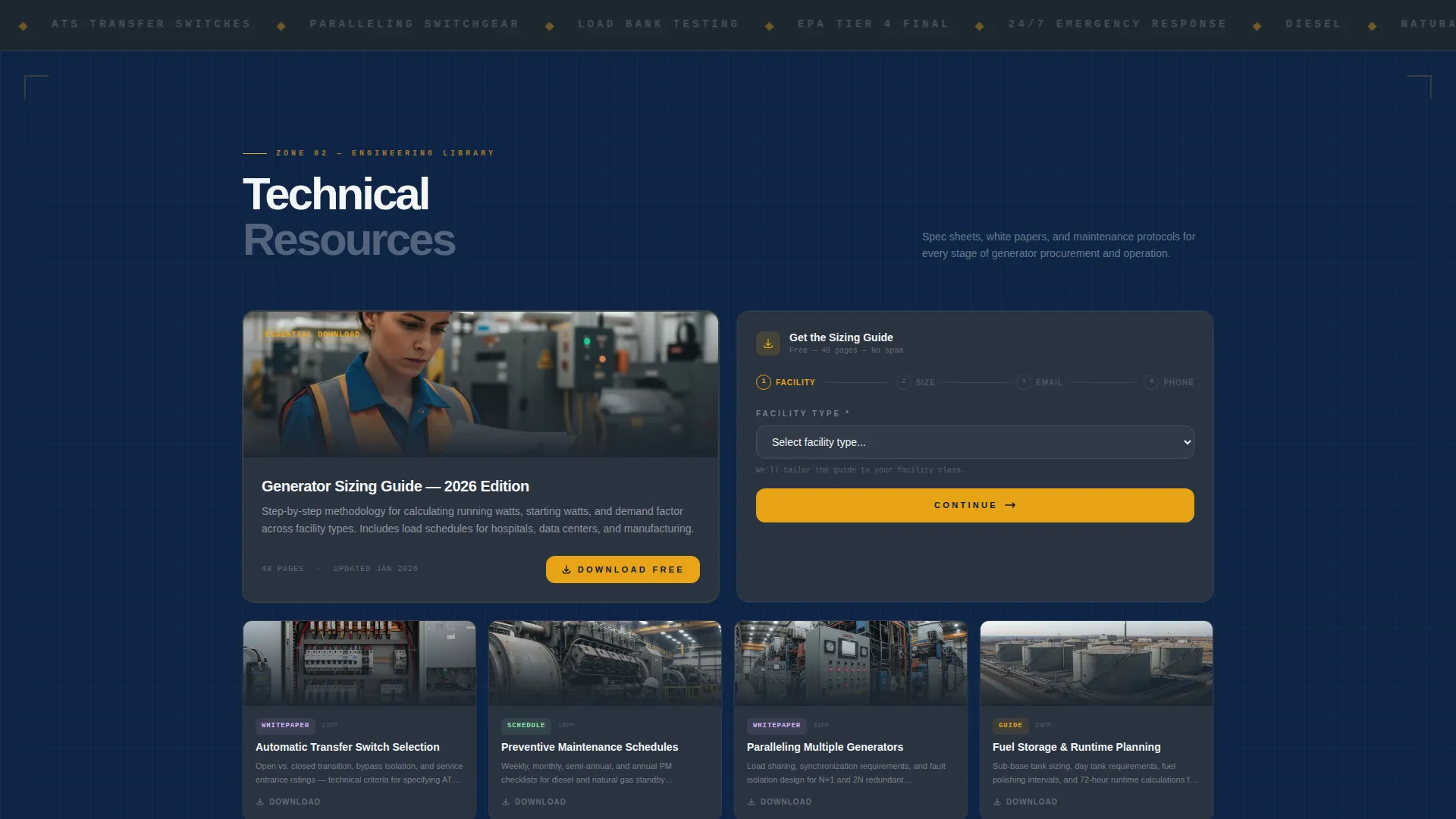 Industrial Generator & Power Equipment Landing Page