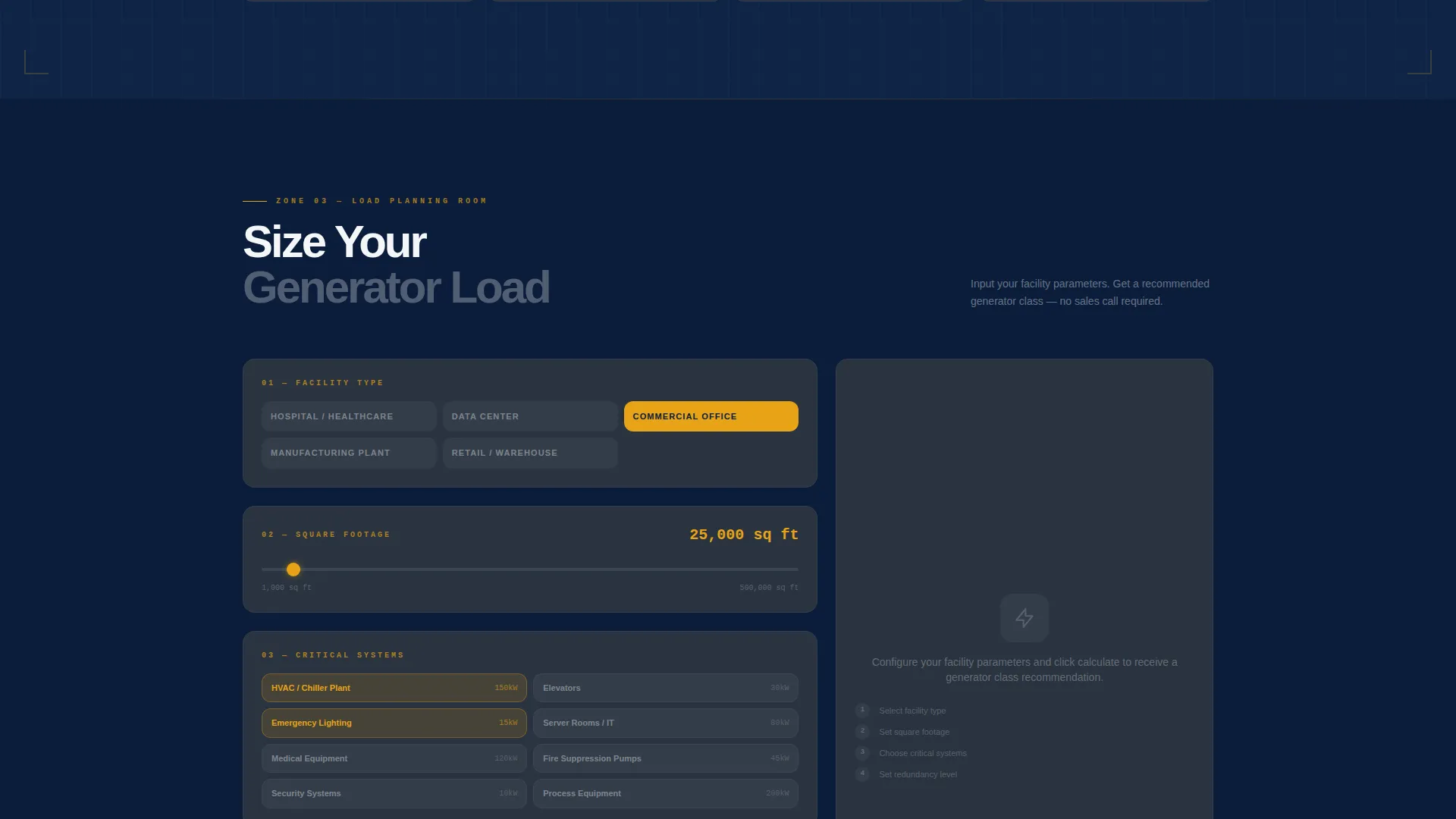 Industrial Generator & Power Equipment Landing Page