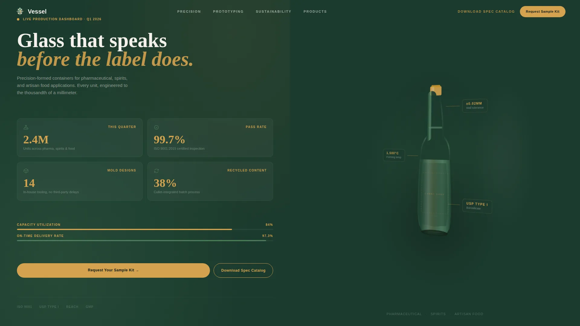 Glass Bottle Manufacturer Landing Page Template