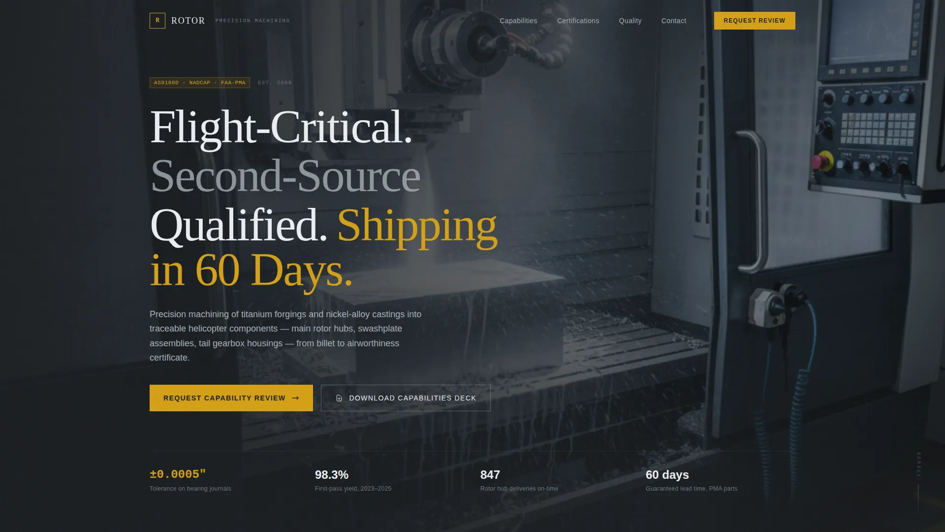 Precision Aerospace Helicopter Parts Landing Page Template