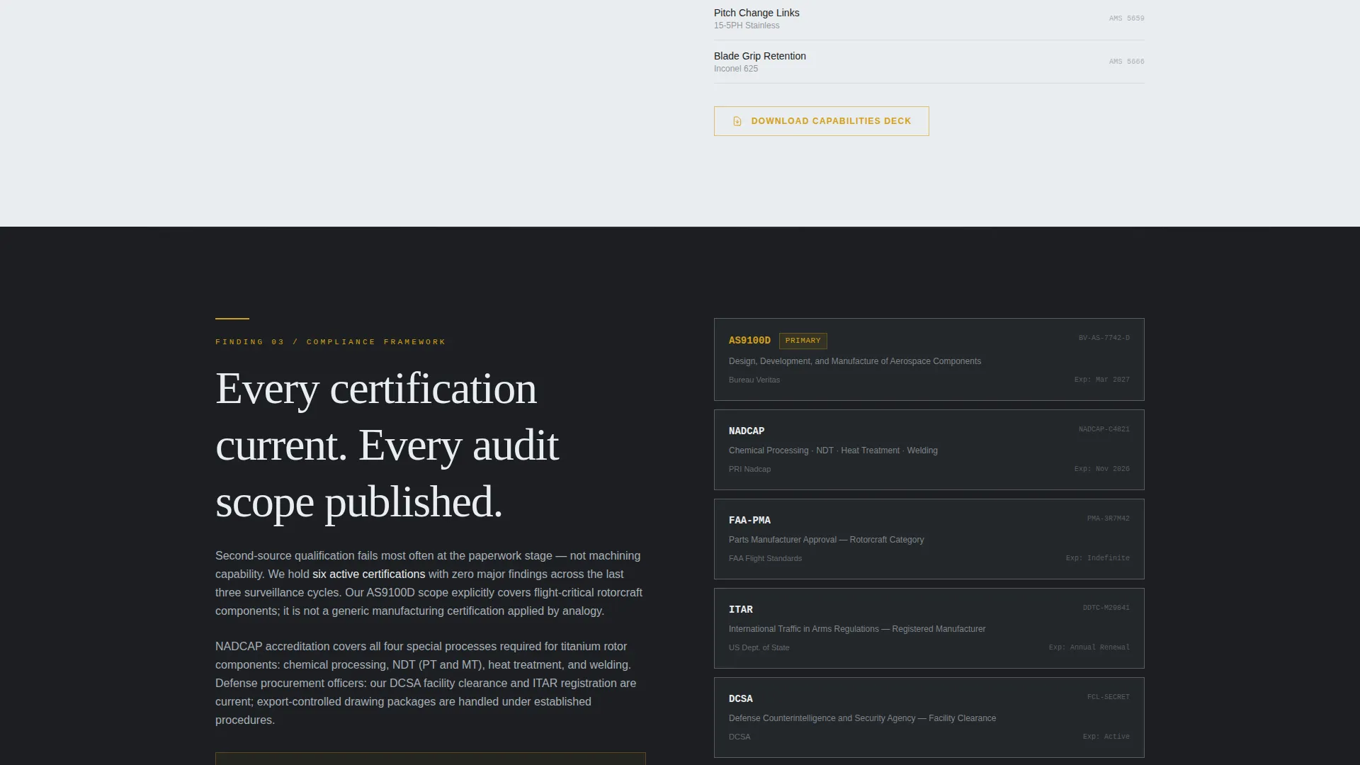 Precision Aerospace Helicopter Parts Landing Page Template
