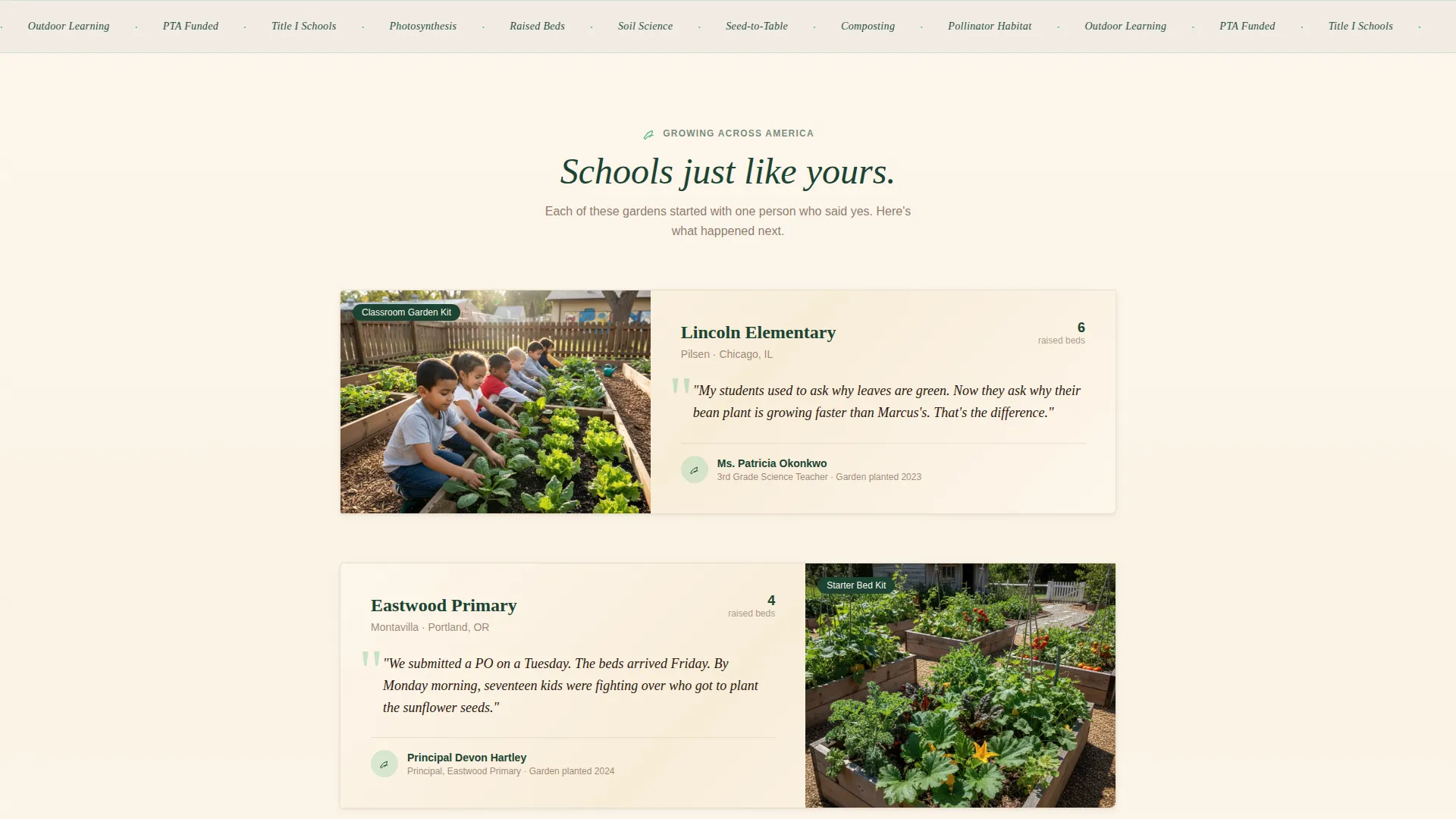 School Garden Landing Page Template for Programs
