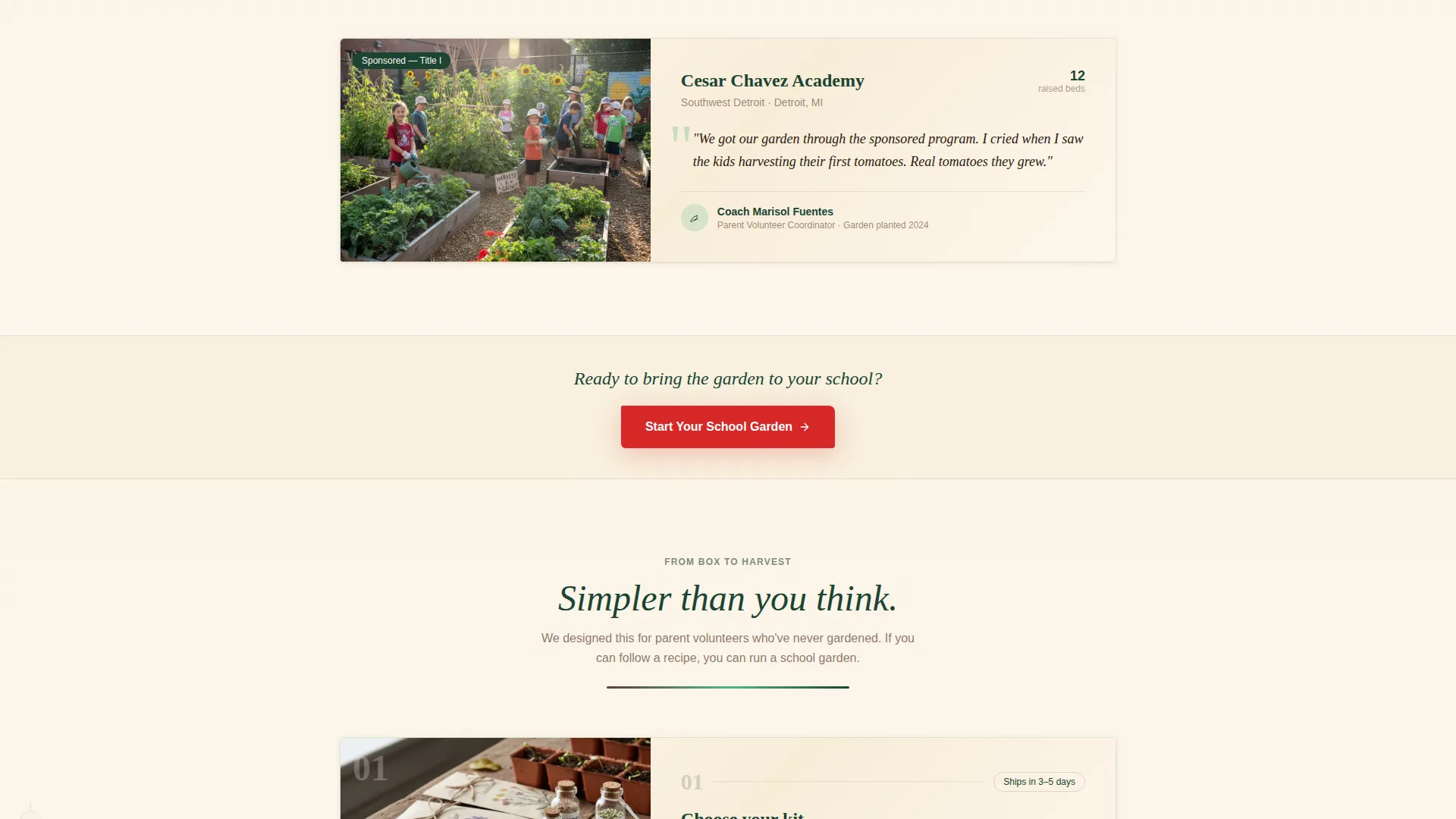 School Garden Landing Page Template for Programs