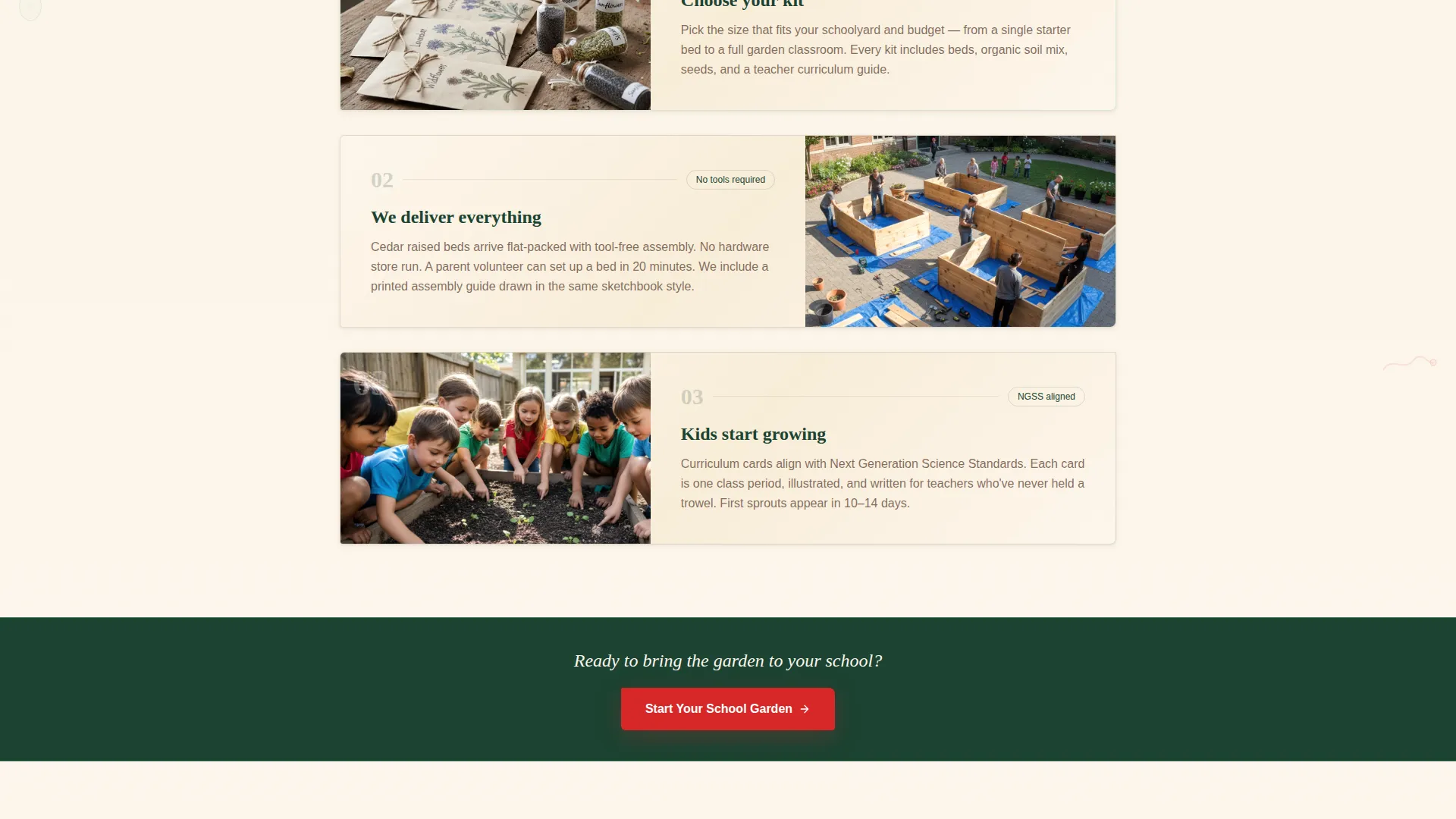 School Garden Landing Page Template for Programs