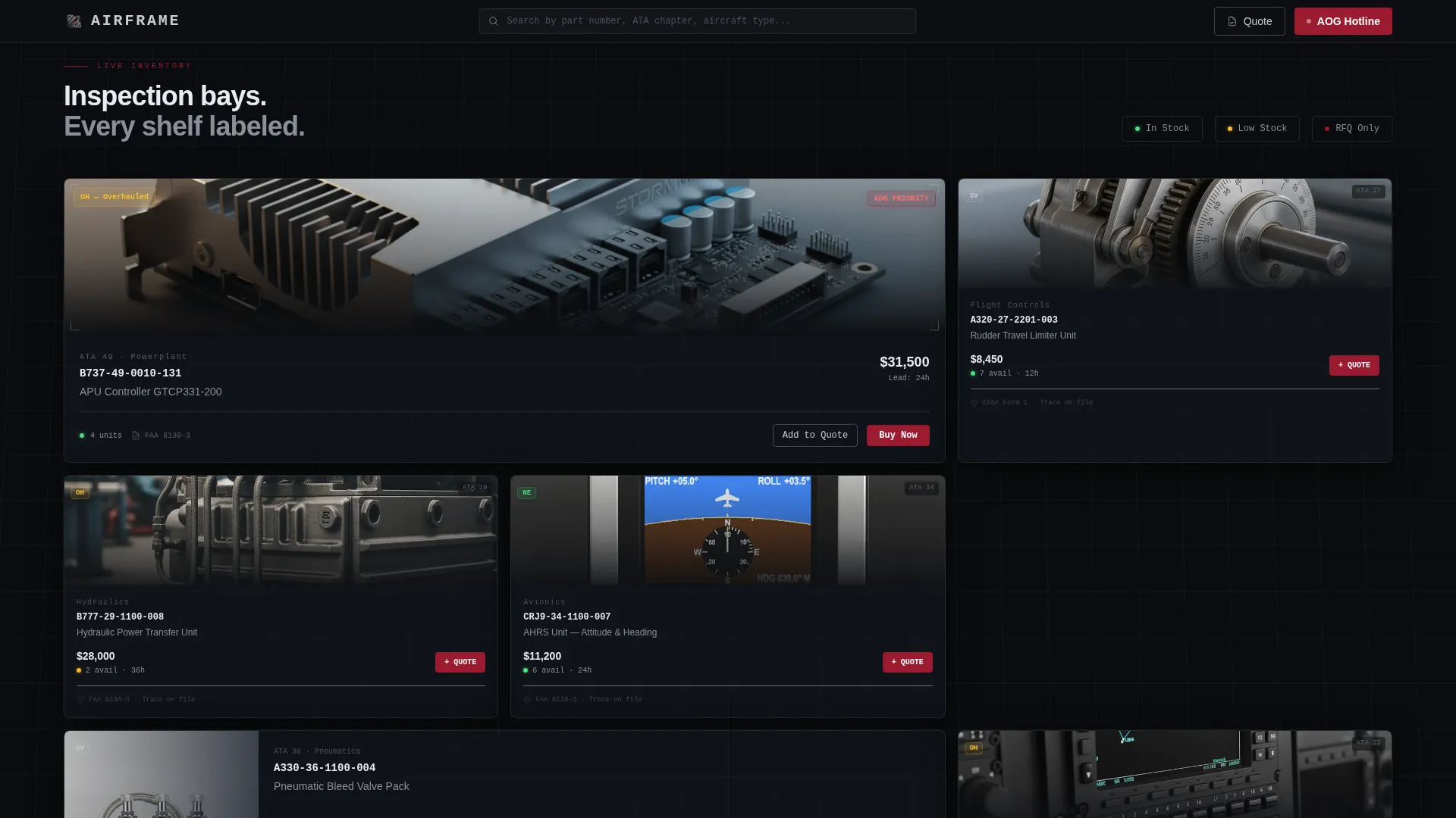 Aircraft Parts Supplier Landing Page Template
