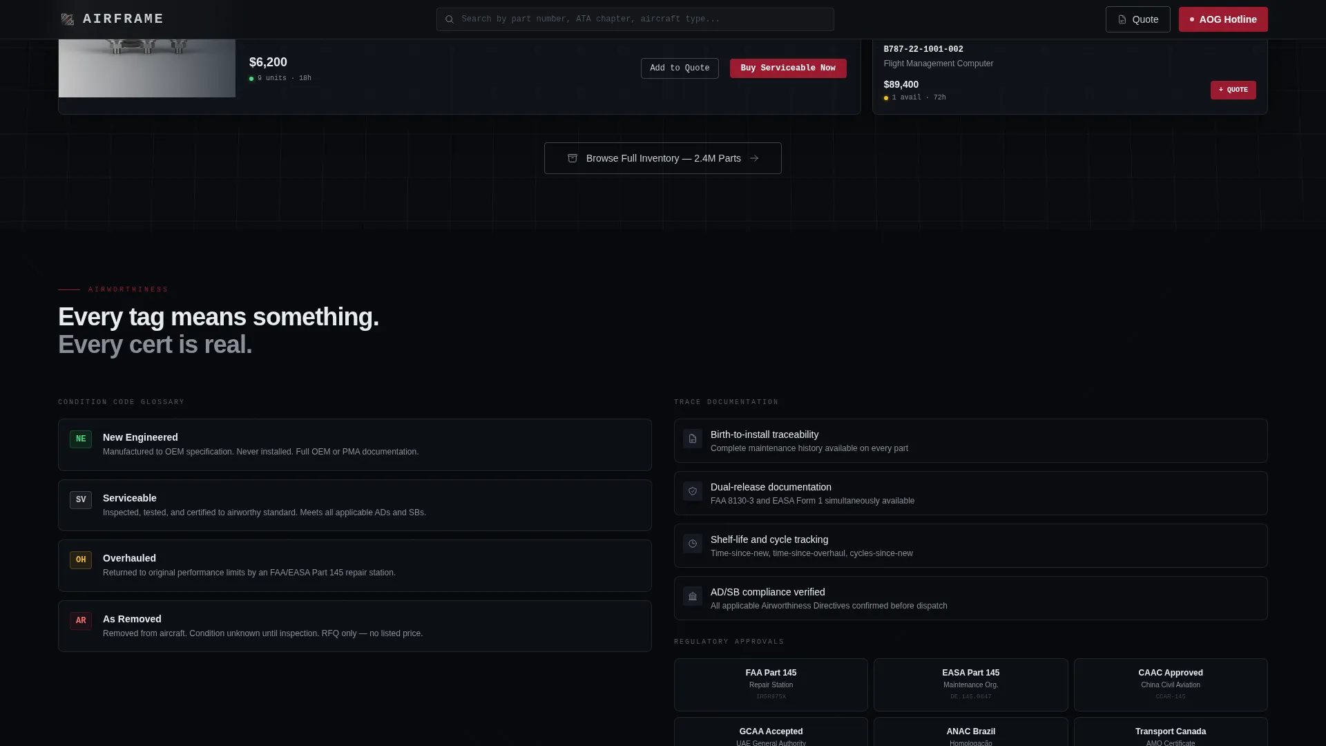 Aircraft Parts Supplier Landing Page Template