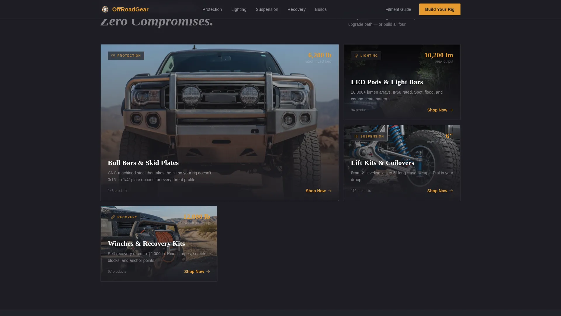 Off-Road Accessories Gallery & Detail Landing Page Template