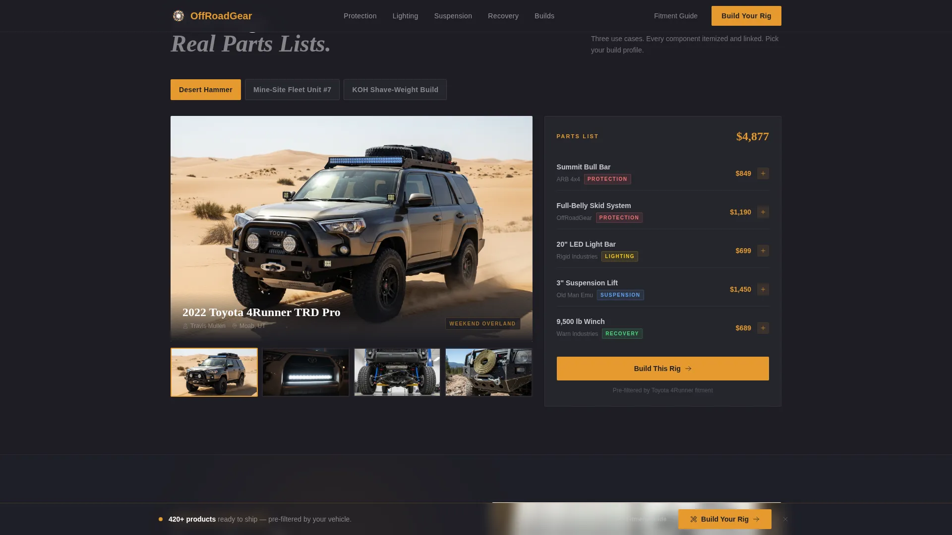 Off-Road Accessories Gallery & Detail Landing Page Template