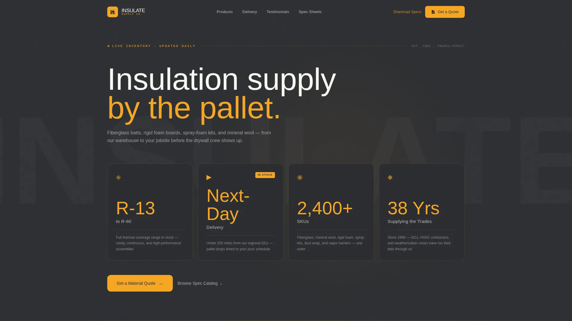 Insulation Supplier Landing Page Template