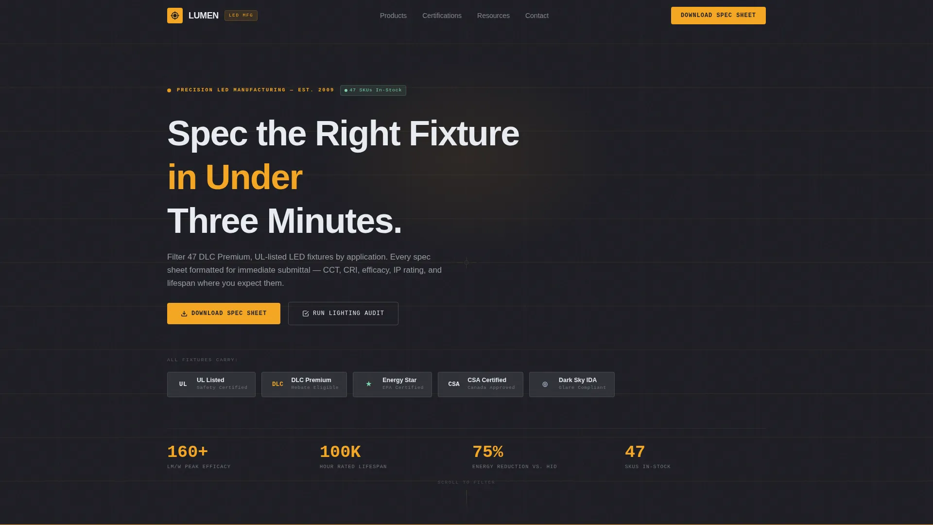 LED Lighting Manufacturer Landing Page Template