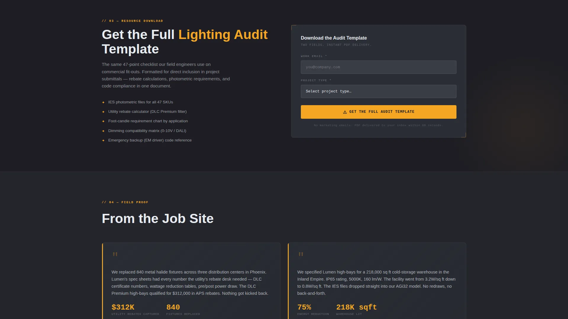 LED Lighting Manufacturer Landing Page Template