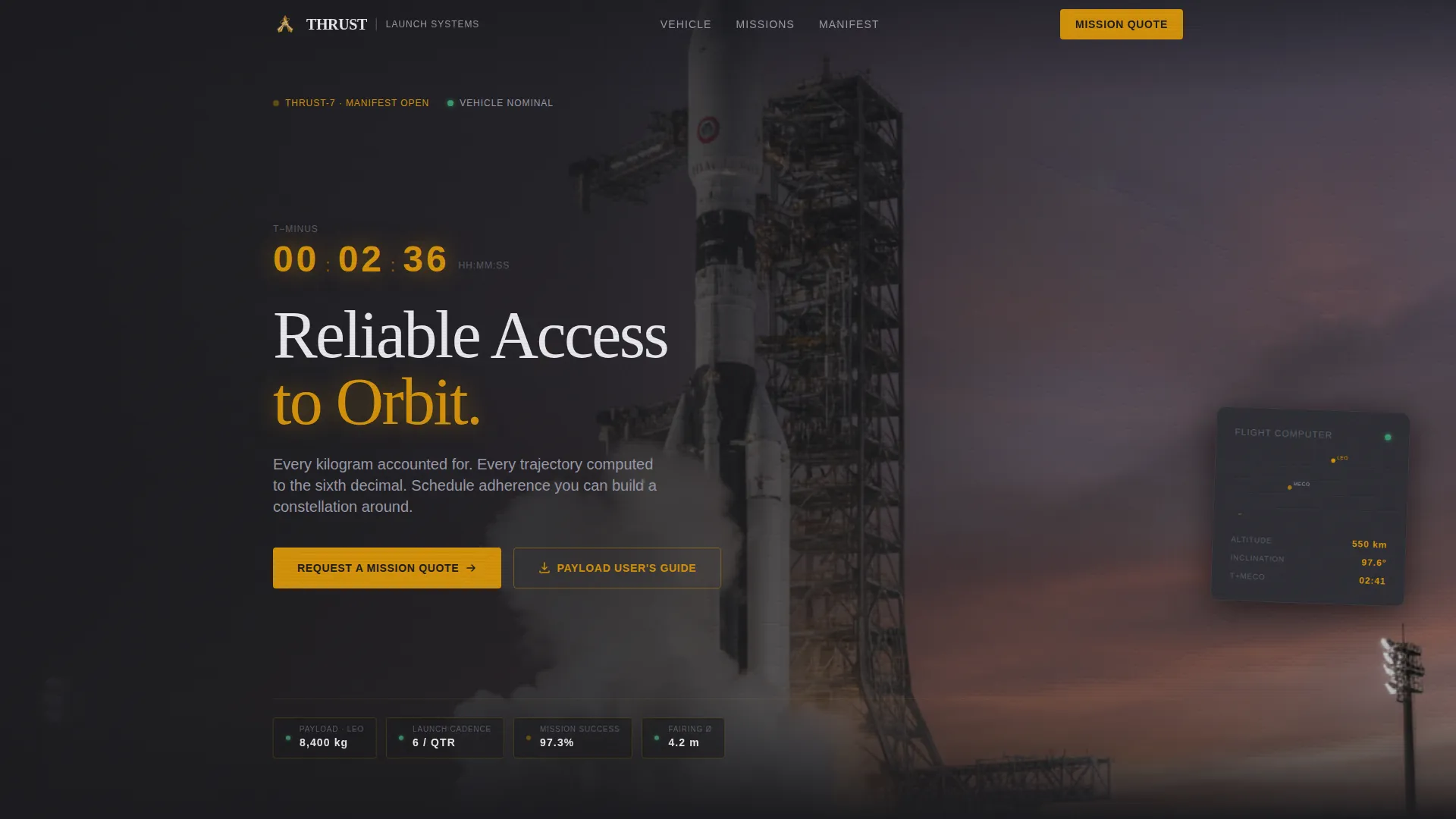 Launch Vehicle Company Landing Page Template