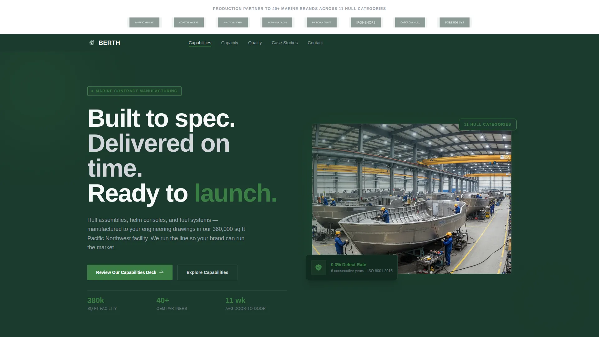 Marine Manufacturing Booking Website Template