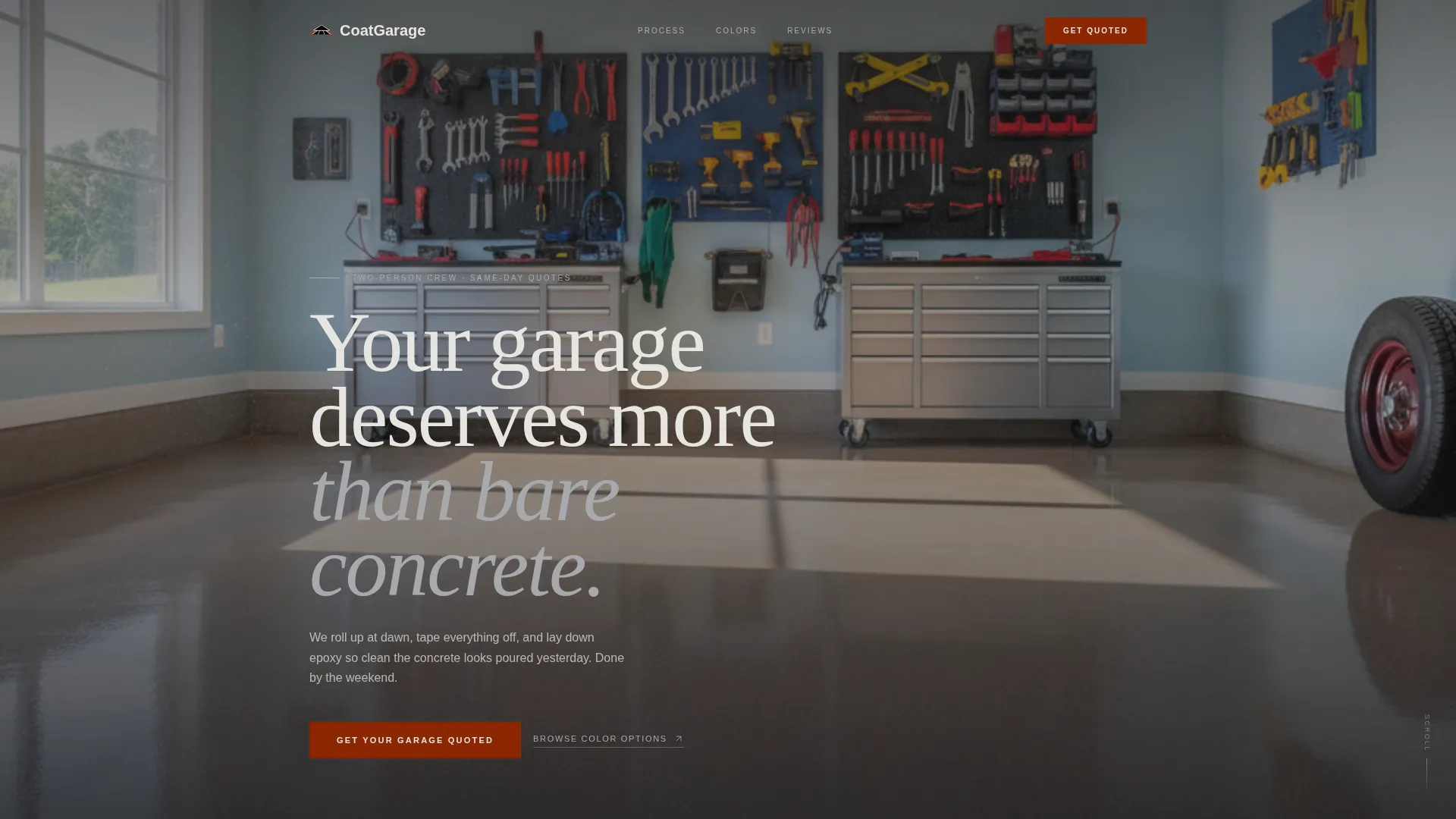 Garage Epoxy Coating Service Landing Page Template