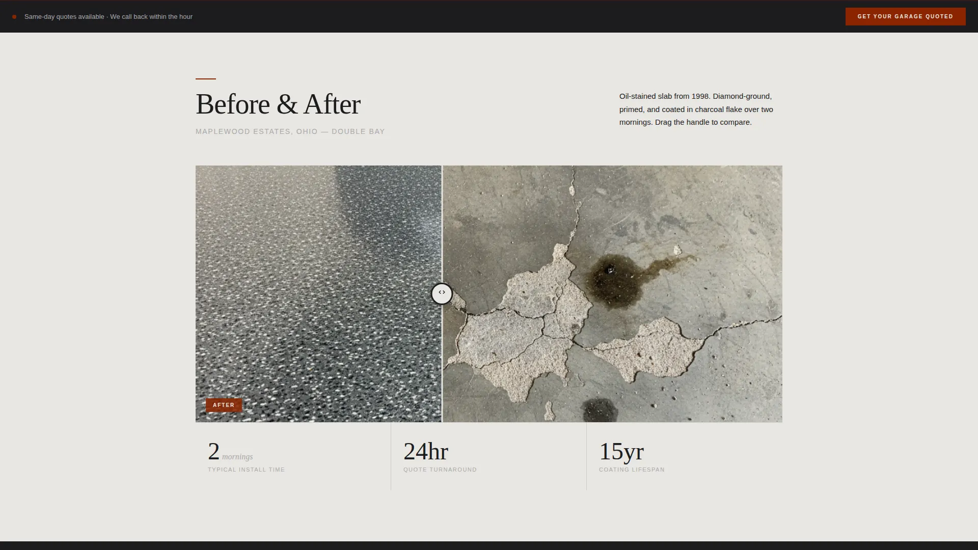 Garage Epoxy Coating Service Landing Page Template