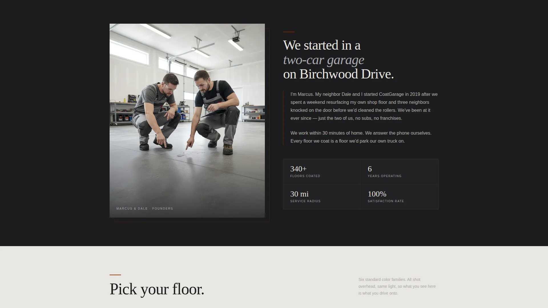 Garage Epoxy Coating Service Landing Page Template