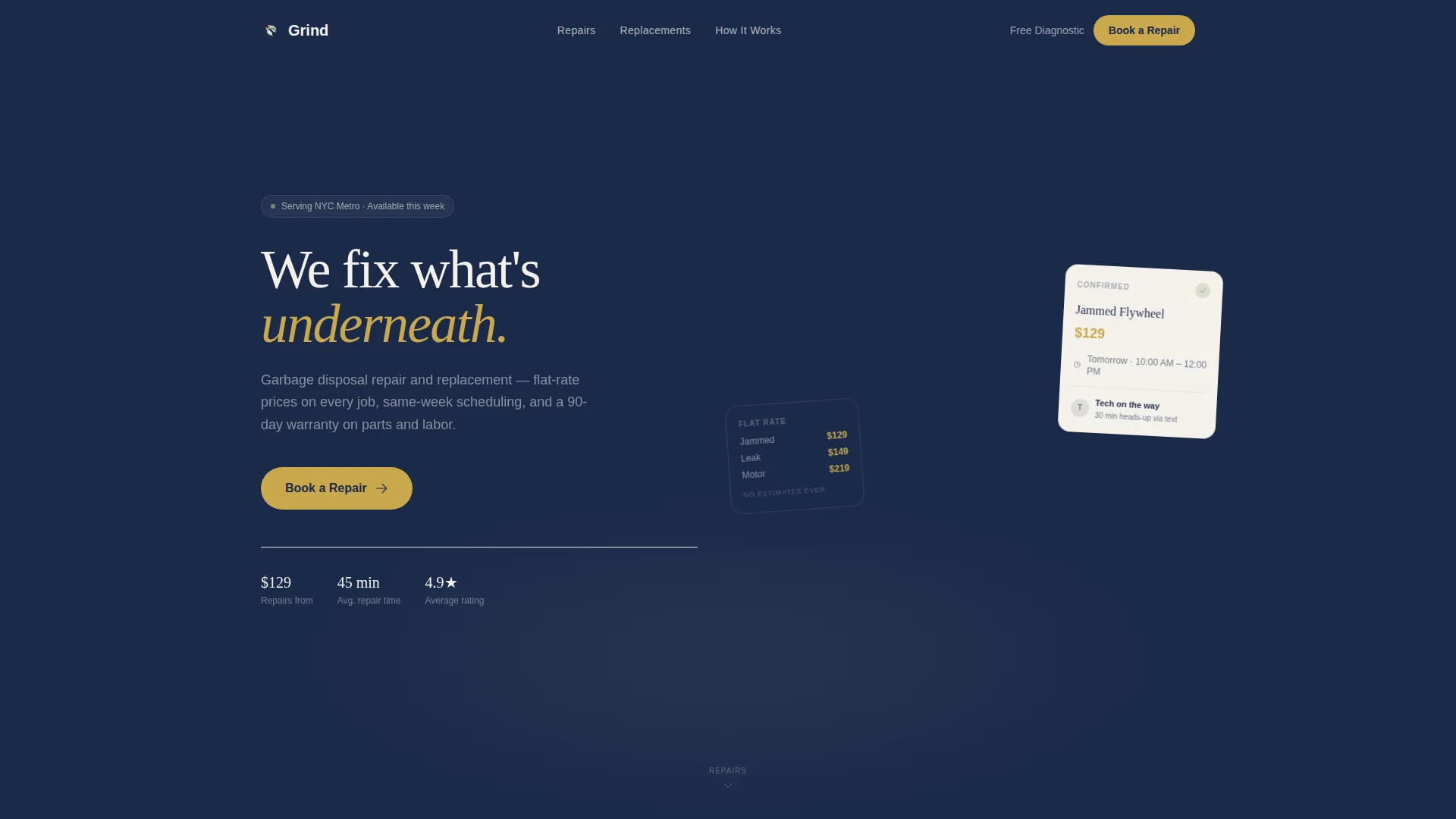Garbage Disposal Repair Landing Page Template