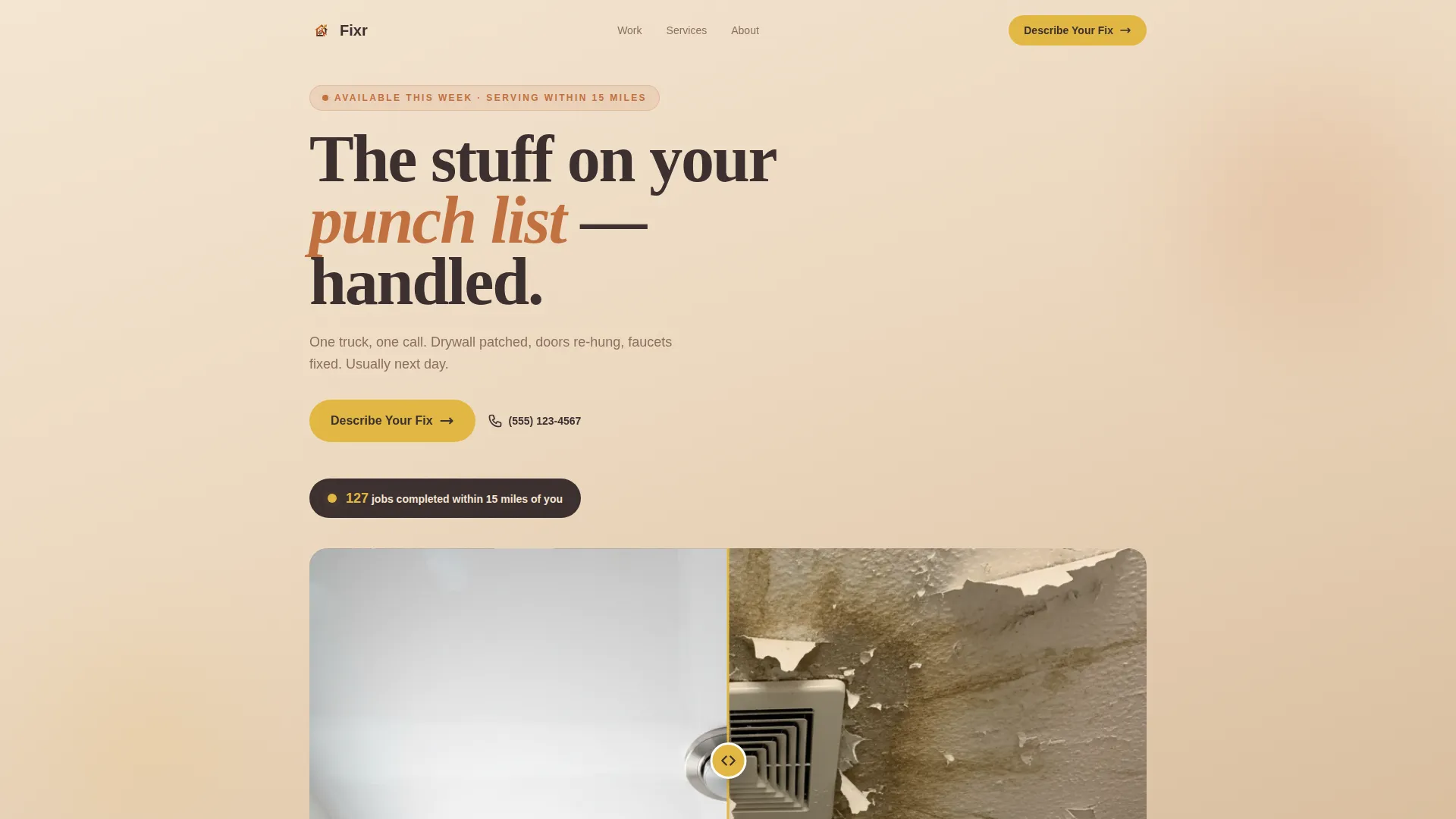 Handyman Landing Page Template | Industrial Raw Design