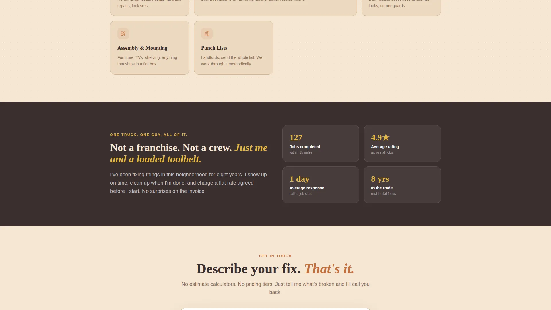 Handyman Landing Page Template | Industrial Raw Design