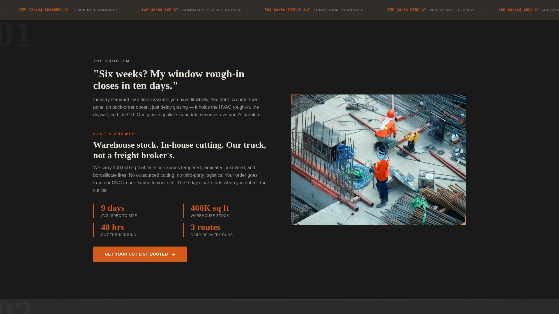 Glass Supplier Landing Page Template | Industrial Design