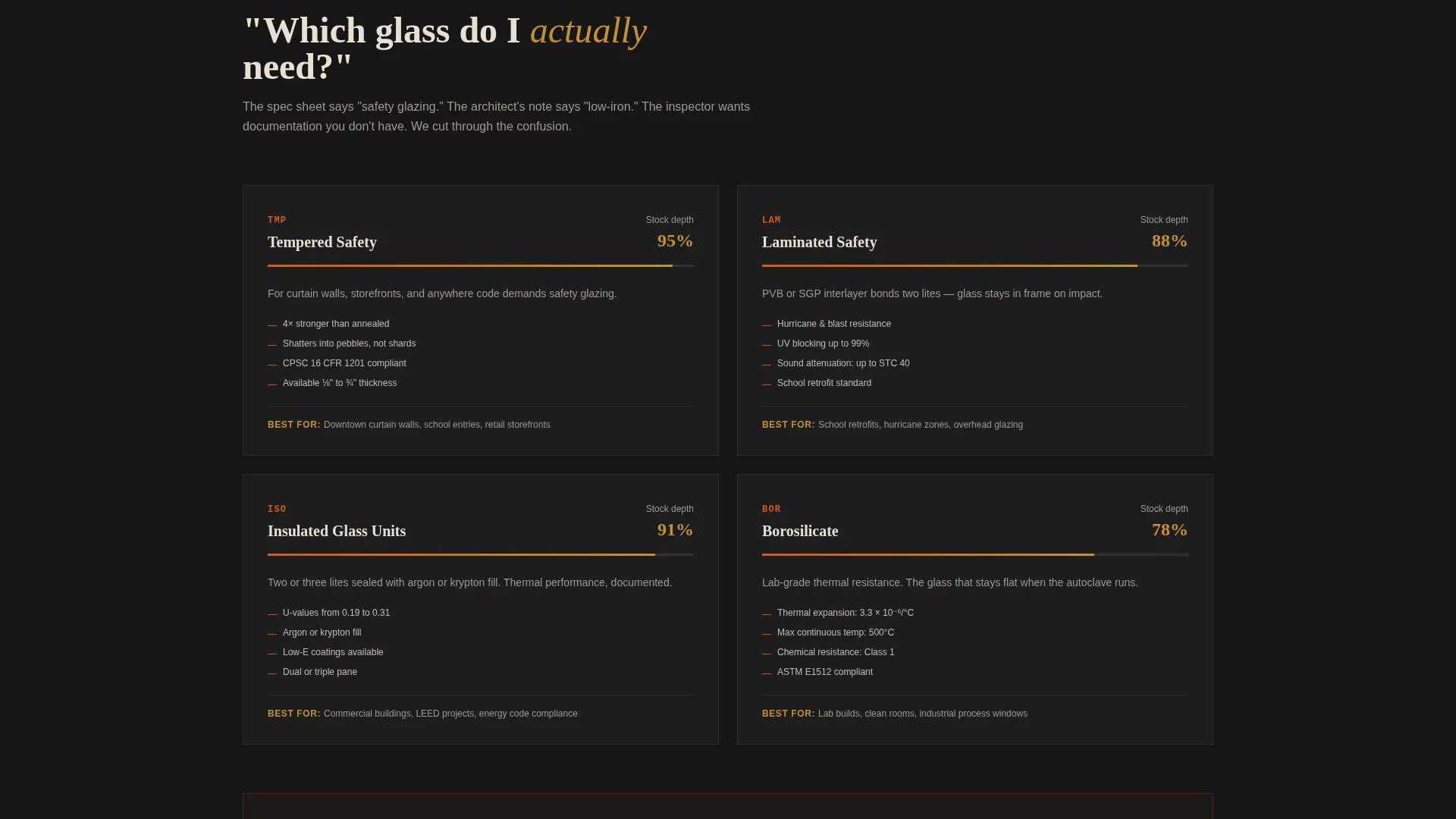 Glass Supplier Landing Page Template | Industrial Design