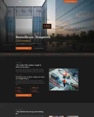 Glass Supplier Landing Page Template | Industrial Design