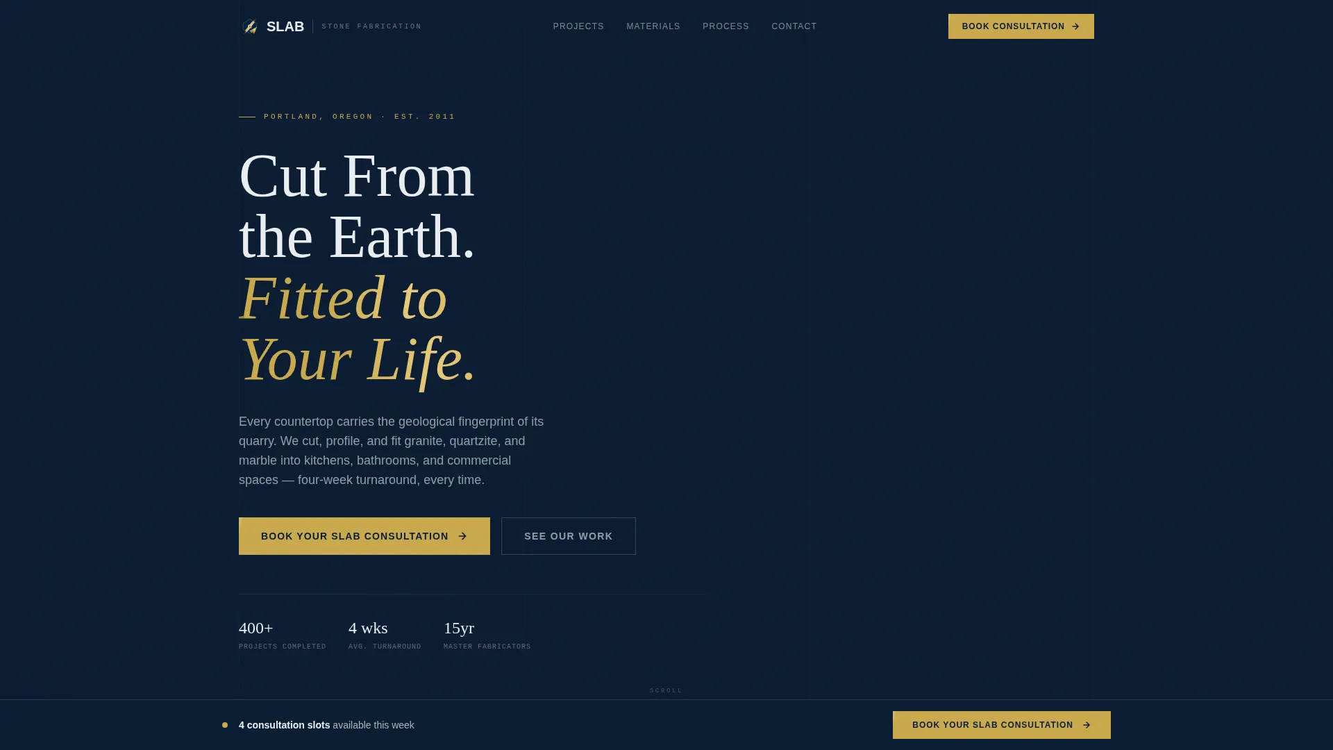 Granite Designer Landing Page Template for Fabricators
