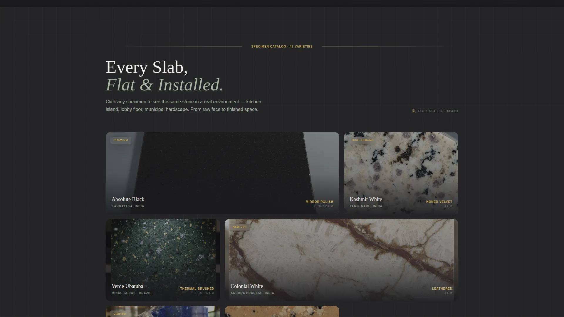 Granite Supplier Gallery & Detail Landing Page Template