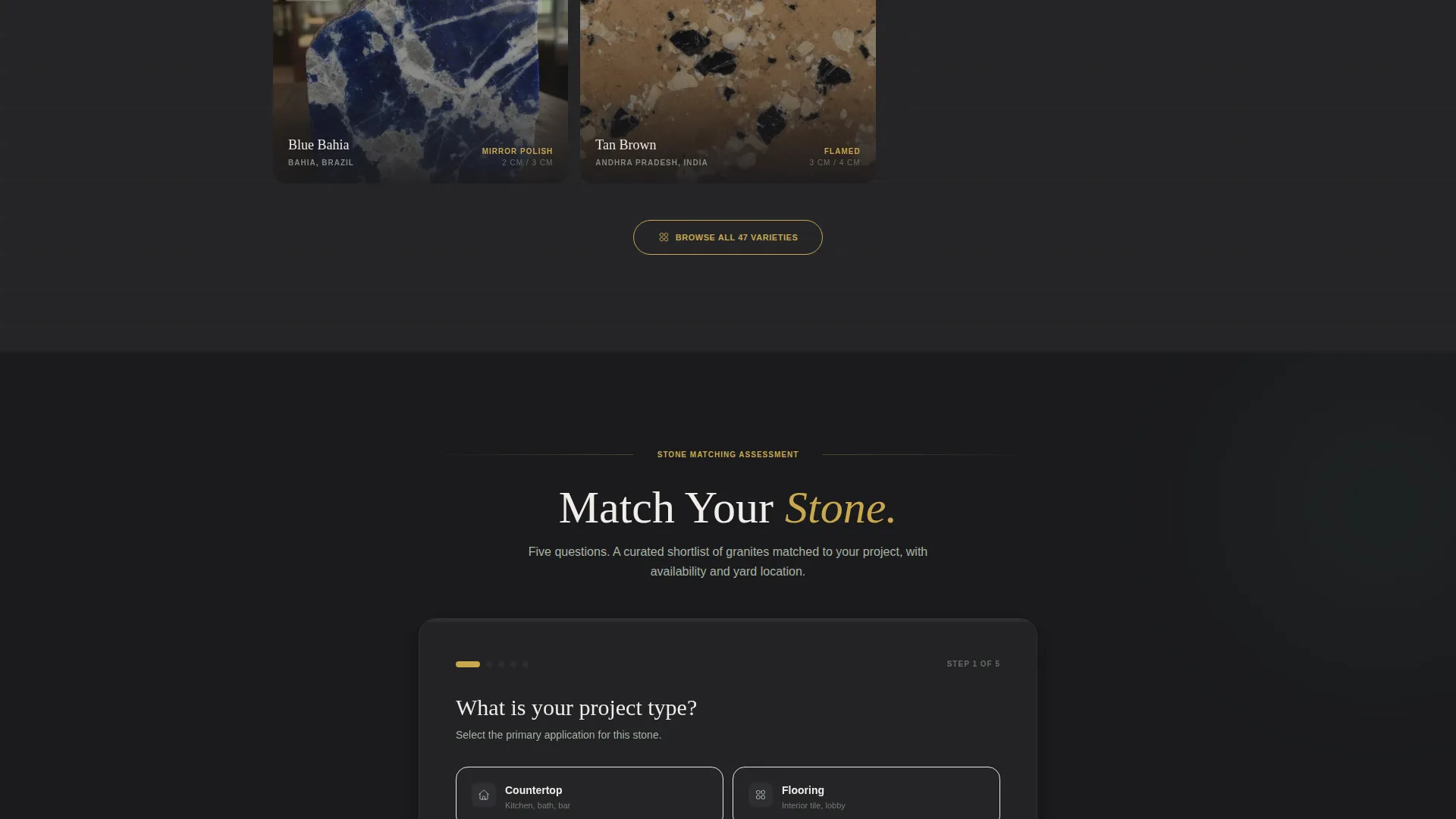 Granite Supplier Gallery & Detail Landing Page Template