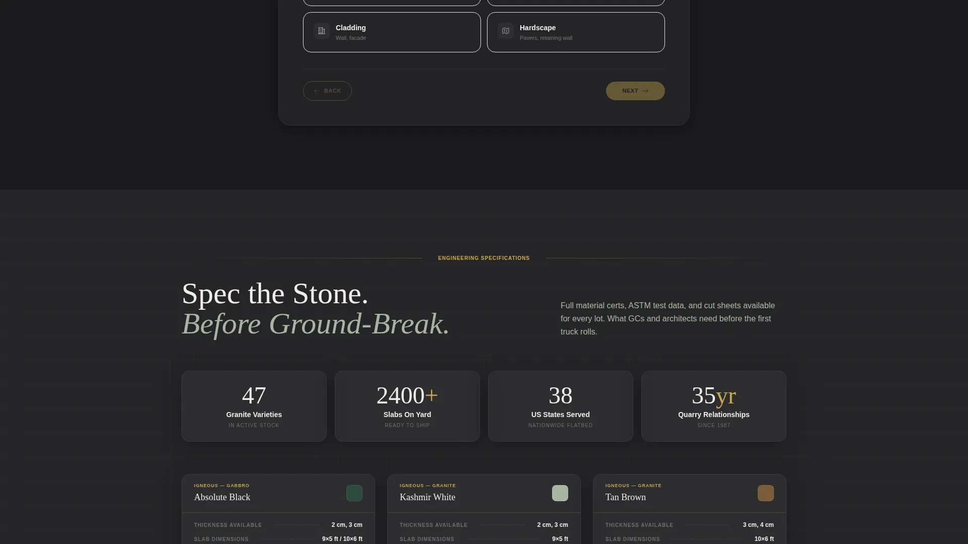Granite Supplier Gallery & Detail Landing Page Template